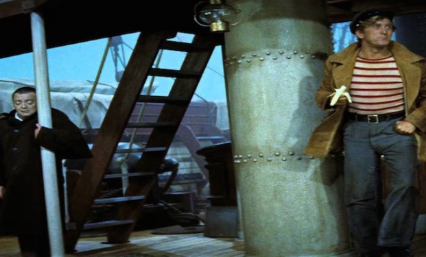 Kirk Douglas in una scena di "Ventimila leghe sotto i mari"