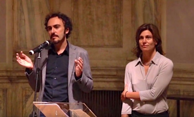 il regista Alessandro Aronadio con la produttrice Costanza Coldagelli alla presentazione di Orecchie - Ears