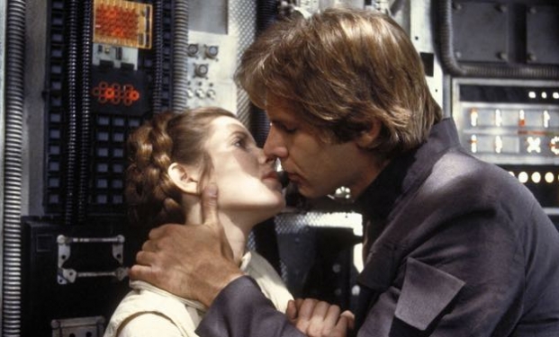 Carrie Fisher e Harrison Ford in Guerre Stellari
