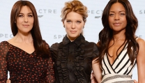 Tre delle quattro Bond girls, da sinistra Bellucci, Seydoux, Harris