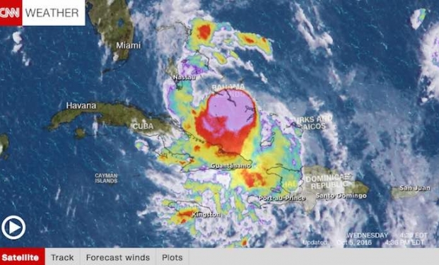 Il previsto uragano nel video meteo della CNN