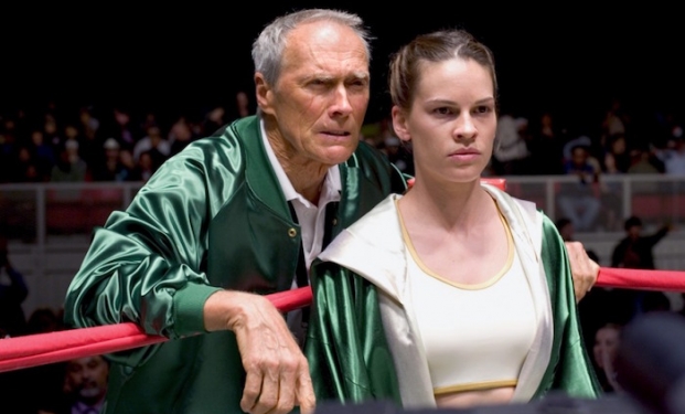 Hilary Swank con Clint Eastwood in Million Dollar Baby