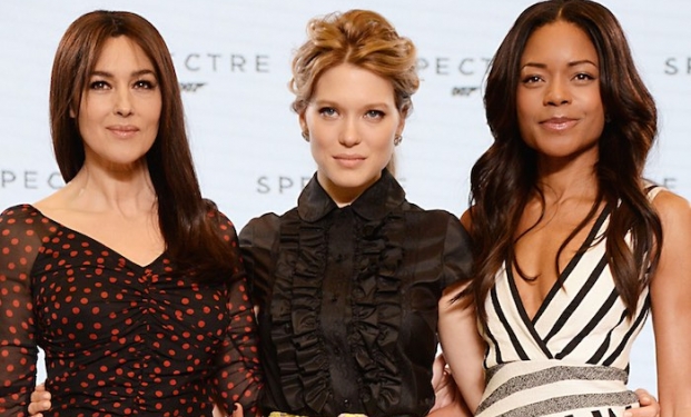 Tre delle quattro Bond girls, da sinistra Bellucci, Seydoux, Harris