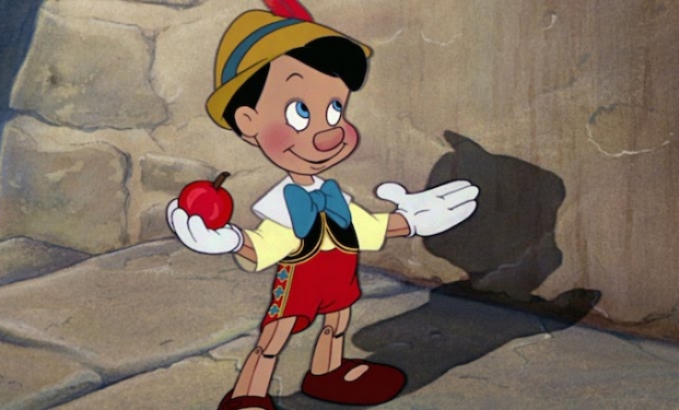 Il burattino Pinocchio nell'animazione Disney del 1940